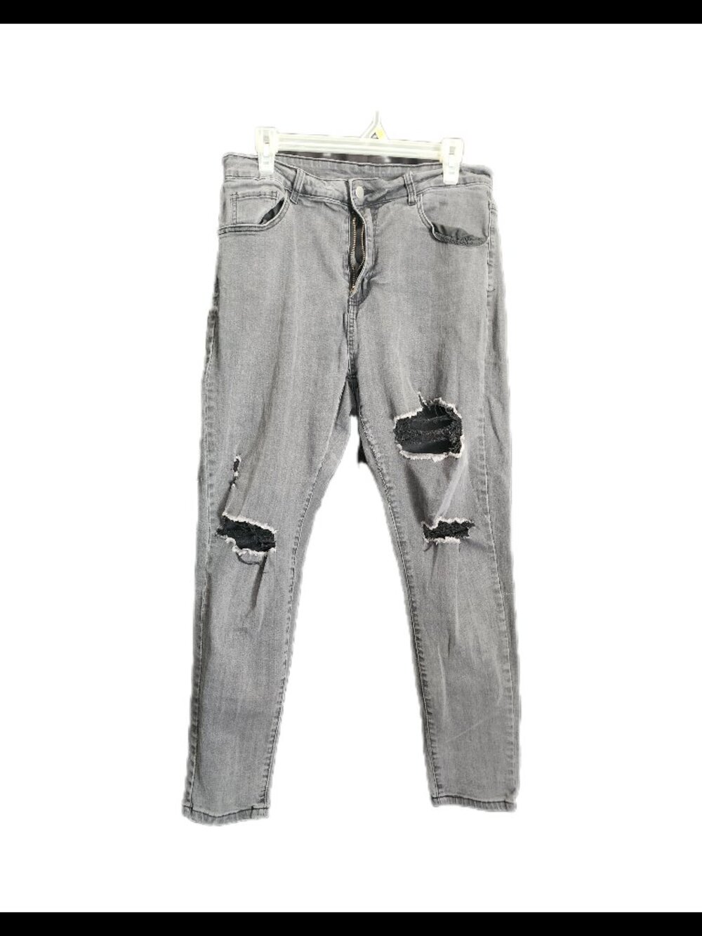 SHEIN Grey High-Waisted Distressed Skinny Jeans 1XL